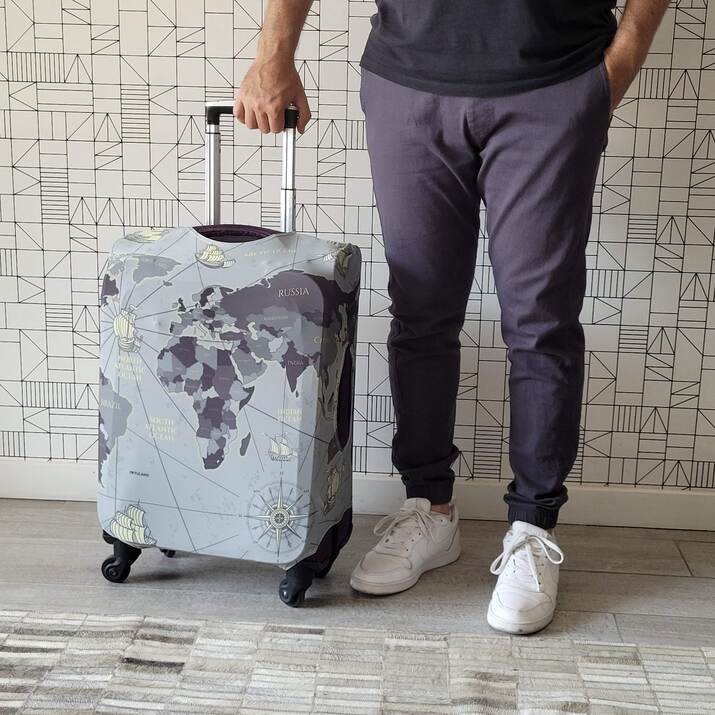 FUNDA PARA VALIJA DE MANO O CARRY ON - MAPA GRIS